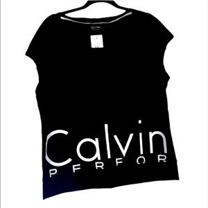 NWT Calvin Klein Performance: Large Black Logo Short Sleeve Workout Shirt